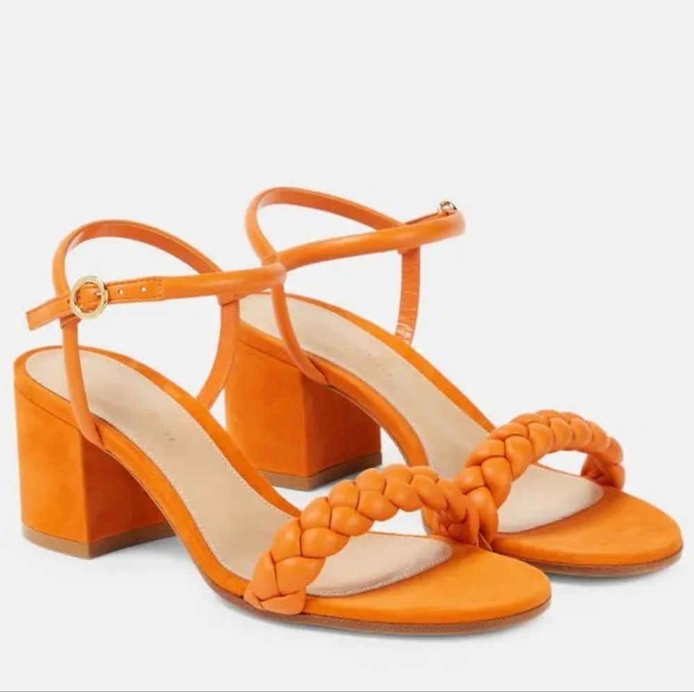 GIANVITO ROSSI Cruz braided leather and suede sandals 40.5